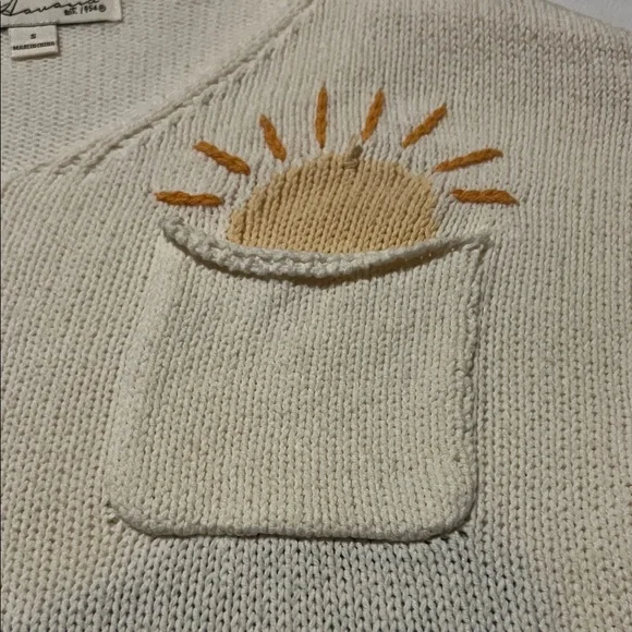 Vintage Havana beach sweater oversized slouchy embroidered waves sunset - Picture 8 of 11